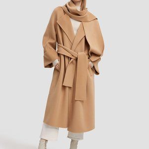 Lattelier Women’s Long Straight Cut Cashmere Wrap Coat - Size Small